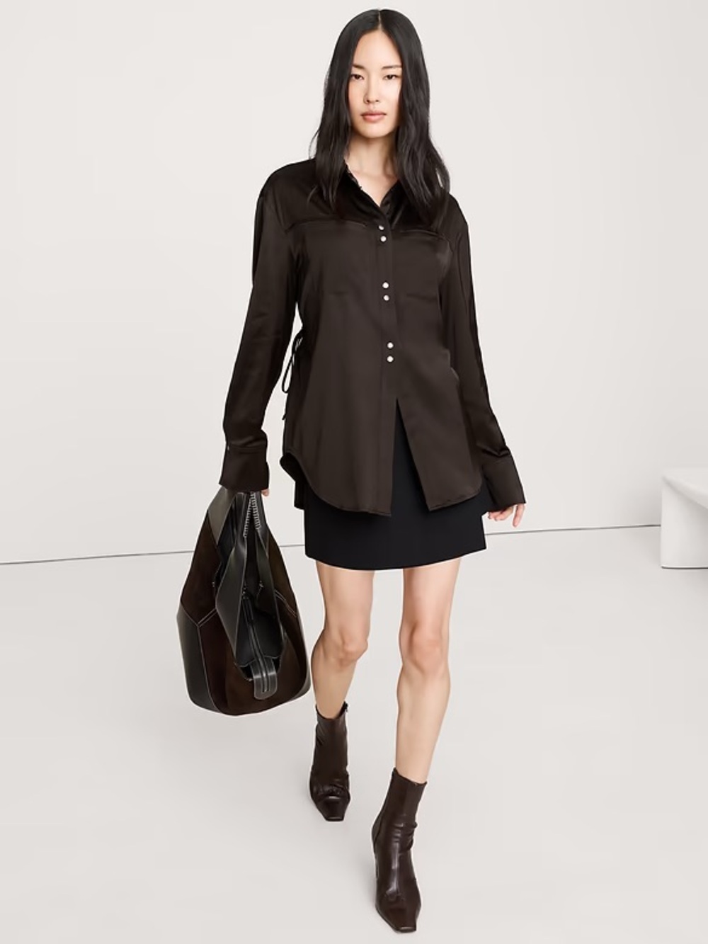 Banana Republic Stretch-Satin Cinch-Back Shirt 825959